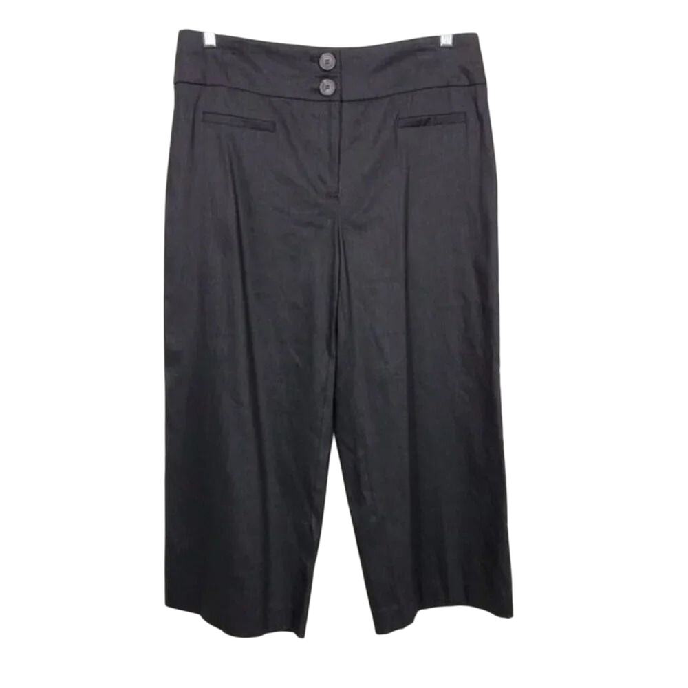 Alfani Linen Capri Pants Wide Leg Women Size 8P Deep Black NWOT